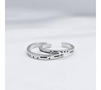 Adjustable Morse Code "Love you Forever" Couple Promise Ring Set The Colourful Aura Silver One Size