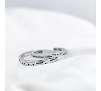 Adjustable Morse Code "Love you Forever" Couple Promise Ring Set The Colourful Aura Silver One Size