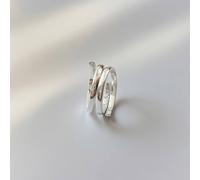 The Colourful Aura Adjustable Plain Pure Silver Slim Unisex Stacking Band Cuff Ring Silver