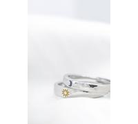 The Colourful Aura Adjustable Silver Couple Moon & Sun Matching Promise Ring set
