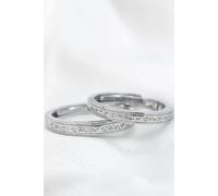 The Colourful Aura Adjustable Silver Engraved Couple Promise Ring Set Silver One Size