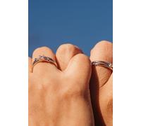 Adjustable Silver his and hers Zircon Promise Striped Ring set The Colourful Aura Silver One Size