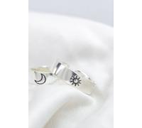 The Colourful Aura Adjustable Silver Plated Couple Moon And Sun Promise Ring Set Silver One Size