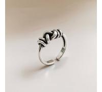 The Colourful Aura Adjustable Silver Thick Double Celtic Love Knot Band Cuff Ring