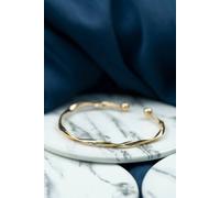 The Colourful Aura Adjustable Slim Twist Wave Slim Elegant Open Cuff Geometric Bangle Bracelet In Gold Gold One Size