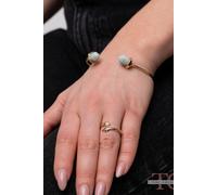 The Colourful Aura Adjustable Turquoise Stone Pencil Cuff Golden Beach Ornament Bangle Gold