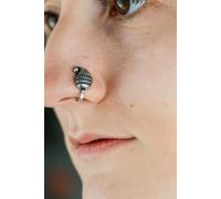 The Colourful Aura Antique Quality Oxidised Non Pierced Clip On Boho Asian Nose Ring in Silver The Colourful Aura Silver One Size
