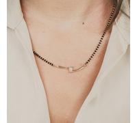 The Colourful Aura Asian Gold Plated Black Bead White Pearl Slim Mangalsutra Nazaria Necklace Black One Size