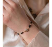 The Colourful Aura Bead Round Zircon Nazar Mangalsutra Indian Bracelet In Black Black One Size
