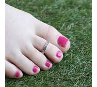The Colourful Aura Black Adjustable Pure Silver Bohemian Foot Toe Ring Black One Size