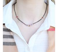 The Colourful Aura Black Bead 18Ct Gold Plated Blue Stone Slim Mangalsutra Necklace Black One Size