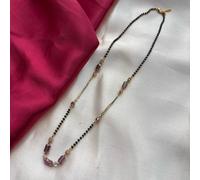 The Colourful Aura Black Bead 18Ct Gold Plated Crystal Slim Mangalsutra Necklace Black One Size