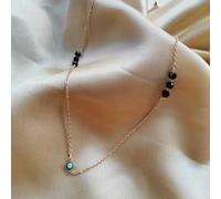 The Colourful Aura Black Bead Evil Eye Minimalistic Mangalsutra Ethnic Nazar Necklace In Silver Silver One Size