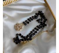 Black Bead Four Heart Magnet Foldable Zircon Mangalsutra Necklace The Colourful Aura Gold One Size