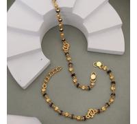 The Colourful Aura Black Beaded Foot Print Charm Kids Nazaria gold plated Bracelet | Size: 5 inches The Colourful Aura Gold 5 inches