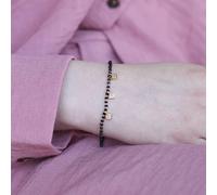 The Colourful Aura Women's Black Beaded Mangalsutra Square Dangle Zircon Nazar bracelet | Size: 8 The Colourful Aura Black 8