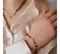 The Colourful Aura Black Beaded Round Zircon Mangalsutra Nazar Bracelet Black One Size