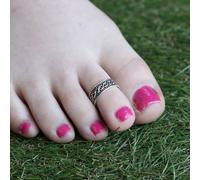 The Colourful Aura Black Bohemian Midi Beach Stacking Band Toe Ring Black
