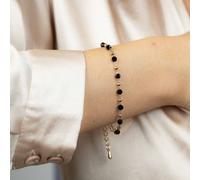The Colourful Aura Black Crystal Beads Indian Mangalsutra Beaded Nazaria Bracelet In Gold Gold 8 inches