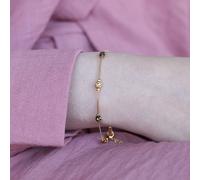 The Colourful Aura Black Golden Ball Slim Thread Minimal Bracelet Gold