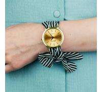 The Colourful Aura Black Stripe Changeable Cotton Strap Women's Wristwatch The Colourful Aura Black One Size