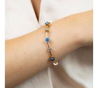 The Colourful Aura Blue Evil Eye Brass Rose Gold Zircon Magnetic Bangle Bracelet Gold One Size