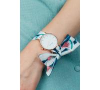 The Colourful Aura Blue Watermelon Print Changeable Cotton Tie Knot Strap Geneva Boho Wristwatch Blue One Size