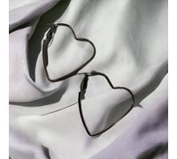 The Colourful Aura Boho Large Heart Geometric Hoop Earrings In Black Black One Size