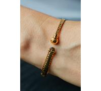 The Colourful Aura Brass Enamel Black Art Flat Indian Lightweight Ethnic Stacking Wedding Bangle In Gold Gold One Size