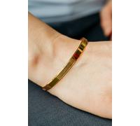 The Colourful Aura Brass Enamel Plain Flat Indian Lightweight Ethnic Stacking Wedding Cuff Bangle In Gold Gold One Size