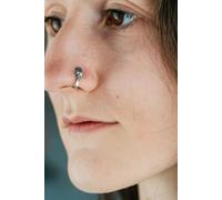The Colourful Aura Cat Dog Paw Oxidised Tiny Non Pierced Clip On Tribal Nose Pin In Silver Silver