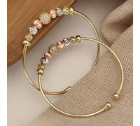 The Colourful Aura Colourful Beaded Adjustable Cuff Bracelet In Gold Gold One Size