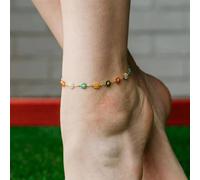 The Colourful Aura Colourful Daisy Sun Flower Indie Boho Daisy Floral Charms Summer Anklet In Silver Silver