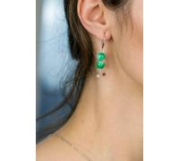 The Colourful Aura Colourful Orange Double Marble Pearl Earrings In Green Green One Size