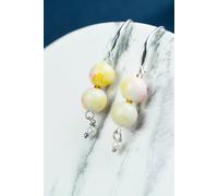 The Colourful Aura Colourful Orange Double Marble Pearl Earrings In White White One Size