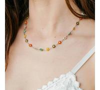 The Colourful Aura Colourful Rainbow Daisy Sunflower Charm Choker Necklace In Silver Silver