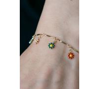 The Colourful Aura Women's Colourful Rainbow Sun Flower Charm Indie Boho Daisy Beaded Dangly Bracelet in Gold | Size: 8 The Colourful Aura Gold 8