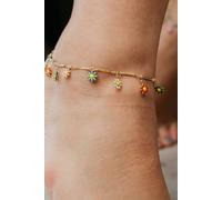 The Colourful Aura Women's Colourful Rainbow Sun Flower Dangle Charms Indie Boho Daisy Summer Anklet in Gold | Size: 10 inches The Colourful Aura Gold 10 inches