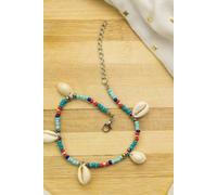 The Colourful Aura Cowrie Shell Turquoise Beach Boho Seashell Minimalist Tribal Anklet In Blue Blue One Size