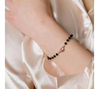 The Colourful Aura Crystal Beads Round Zircon Mangalsutra Nazar Bracelet In Black Black One Size