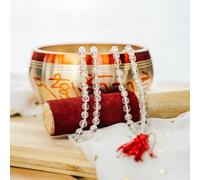 The Colourful Aura Crystal Quartz White Tassel Mala Necklace, Gem Stones 108 Bead Japa Mala, Mantra Prayer Yoga Bead Reiki Necklace