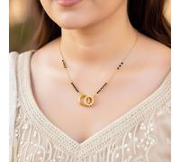 The Colourful Aura Women's Delicate Twin Ring Dokiya Mangalsutra Necklace - Modern Symbolism in Gold | Size: 18 inches The Colourful Aura Gold 18 inches