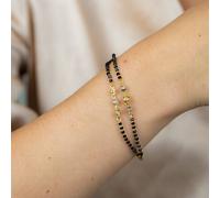 The Colourful Aura Double Layer Indian Asian Ball Charm Nazaria Mangalsutra Bracelet In Black Black One Size