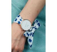 The Colourful Aura Elephant Print Changeable Fabric Cotton Tie Knot Strap Geneva Women Wristwatch In Blue Blue One Size