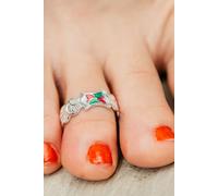 The Colourful Aura Enamel Adjustable Pure Silver Band Boho Midi Beach Dainty Toe Ring Silver One Size