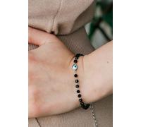 The Colourful Aura Evil Eye Black Beads Indian Mangalsutra Protection Indian Nazaria Bracelet In Silver Silver One Size