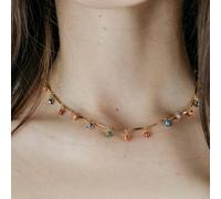 The Colourful Aura Evil Eye Dainty Rainbow Dangle Devil Eye Protection Charm Adjustable Necklace In Gold Gold 16 inches