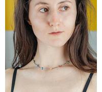 The Colourful Aura Evil Eye Gold And Silver Colourful Beaded Protection Turkish Eye Choker Necklace Silver 18 inches