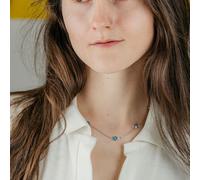 Evil Eye Gold and Silver Charm Protection Turkish Eye Blue Bead Choker Necklace The Colourful Aura Silver 16 inches