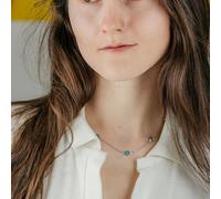 Evil Eye Gold and Silver Charm Protection Turkish Eye Blue Bead Choker Necklace The Colourful Aura Silver 18 inches